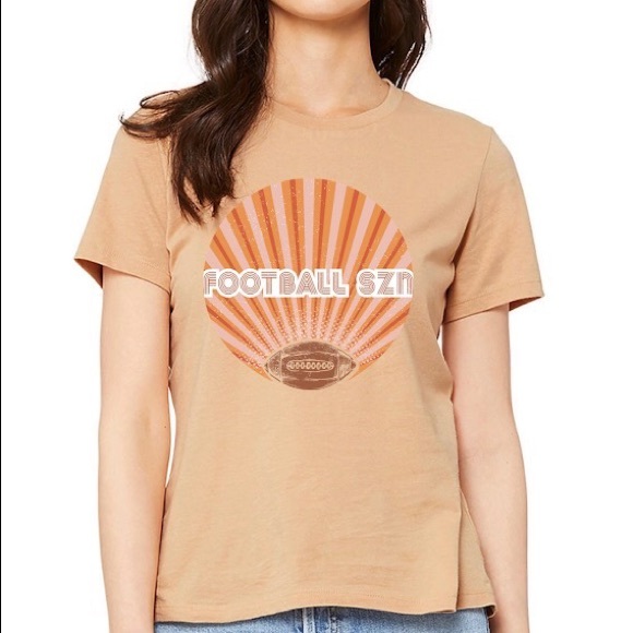 Game Day Football Crew Neck T-Shirt Boho Festival Inspired Graphic - Picture 2 of 6